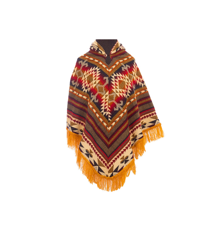 Alpaca Poncho Geel