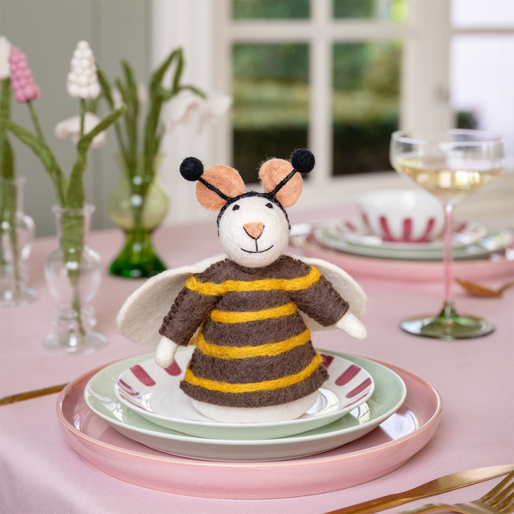 Felt Stuffed Toy/Egg Warmer Mouse - Bee