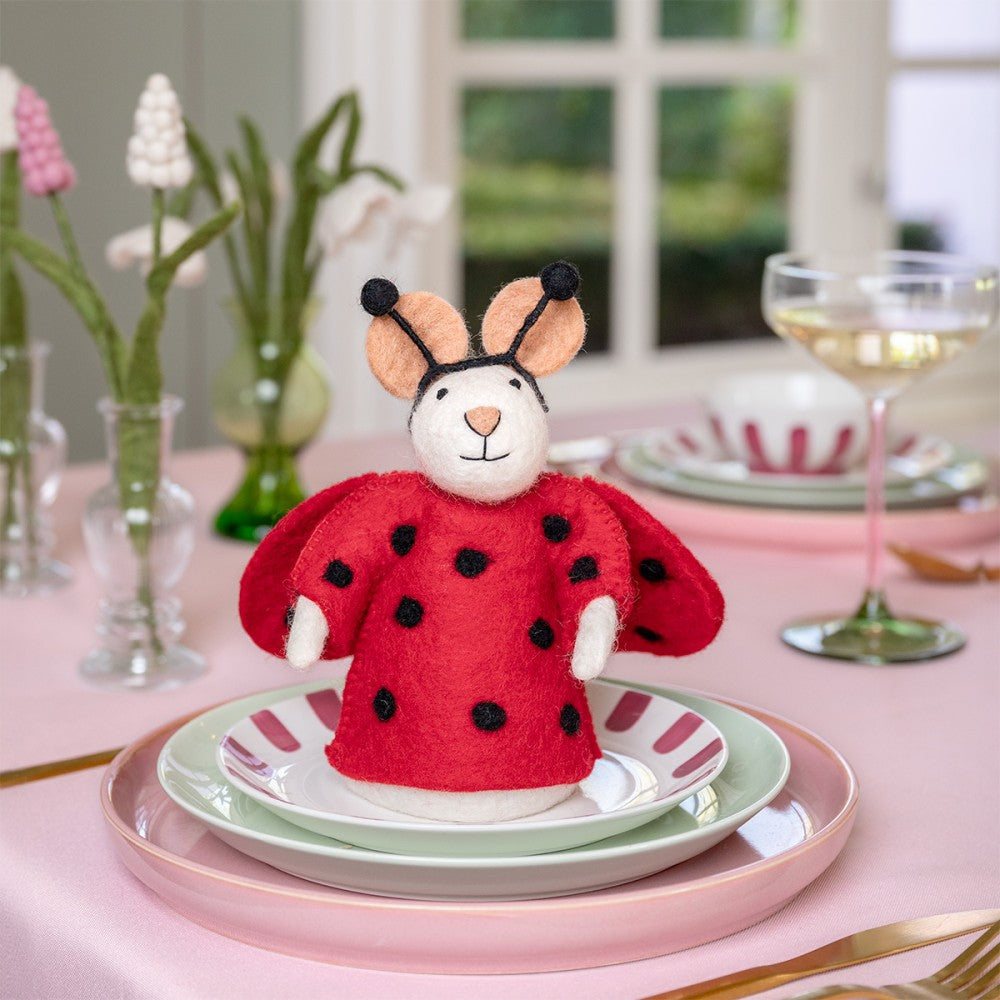 Felt Stuffed Toy/Egg Warmer Mouse - Ladybug